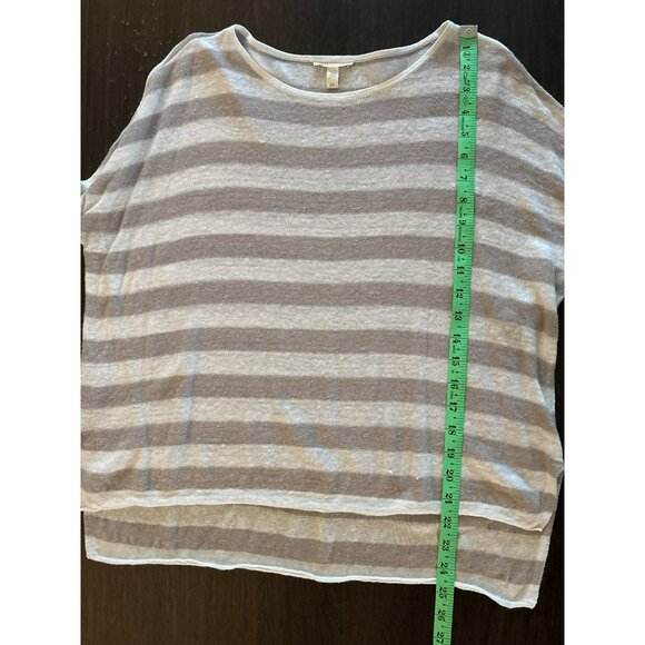 Eileen Fisher Organic Linen Striped Long Sleeve Sweater Top Size S - Picture 5 of 8